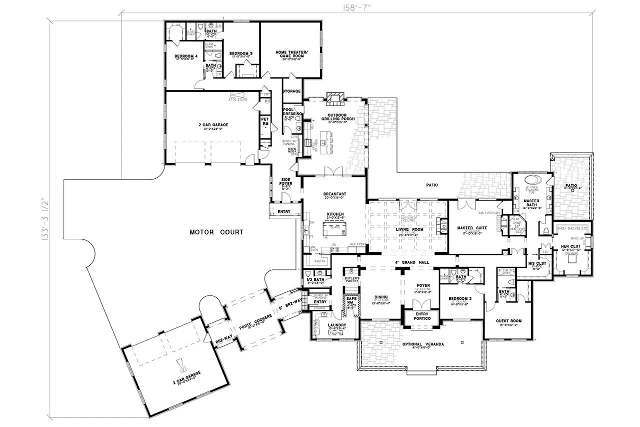 European House Plan - Winslow Manor 36862 - 1st Floor Plan