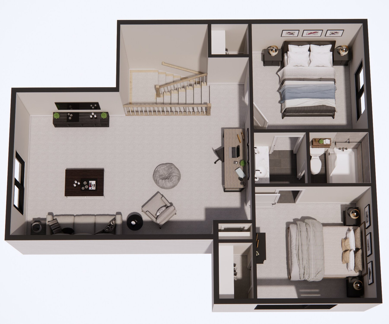 Modern House Plan - Lexington 26560 - 2nd Floor Plan Dollhouse - 