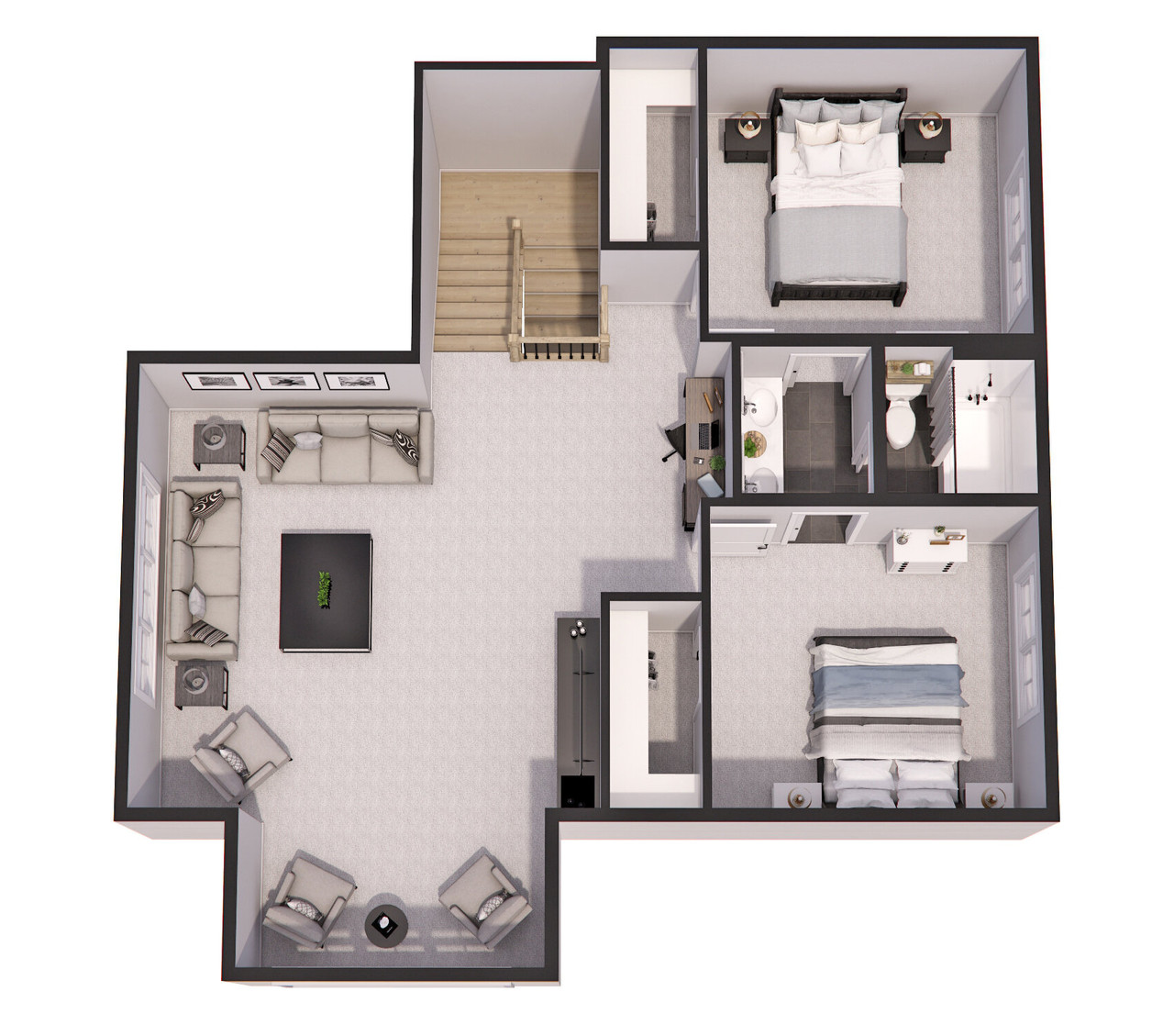 Farmhouse House Plan - Emma Marie 40610 - 2nd Floor Plan Dollhouse - 