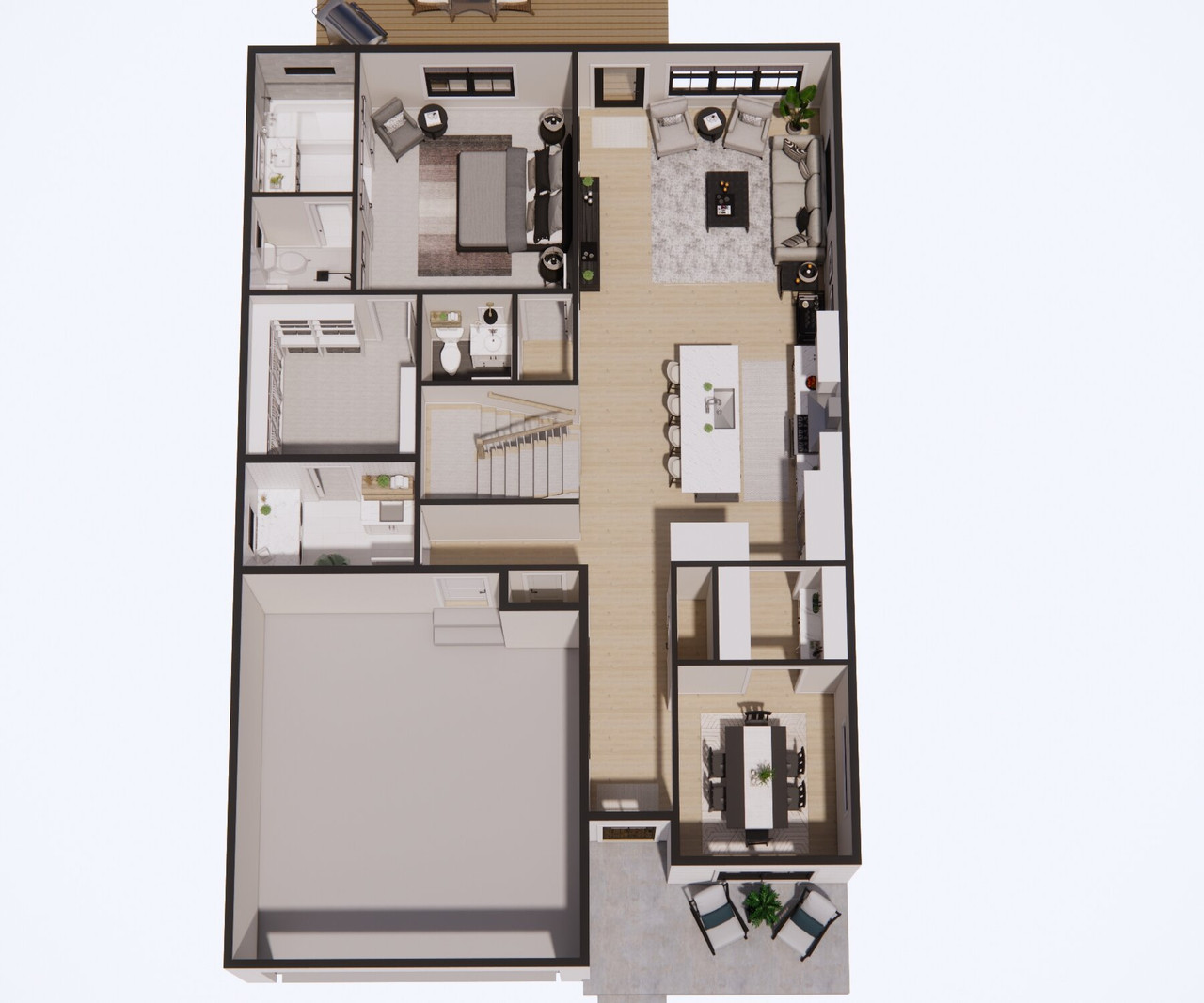 Farmhouse House Plan - Seabrook 68137 - 1st Floor Plan Dollhouse - 