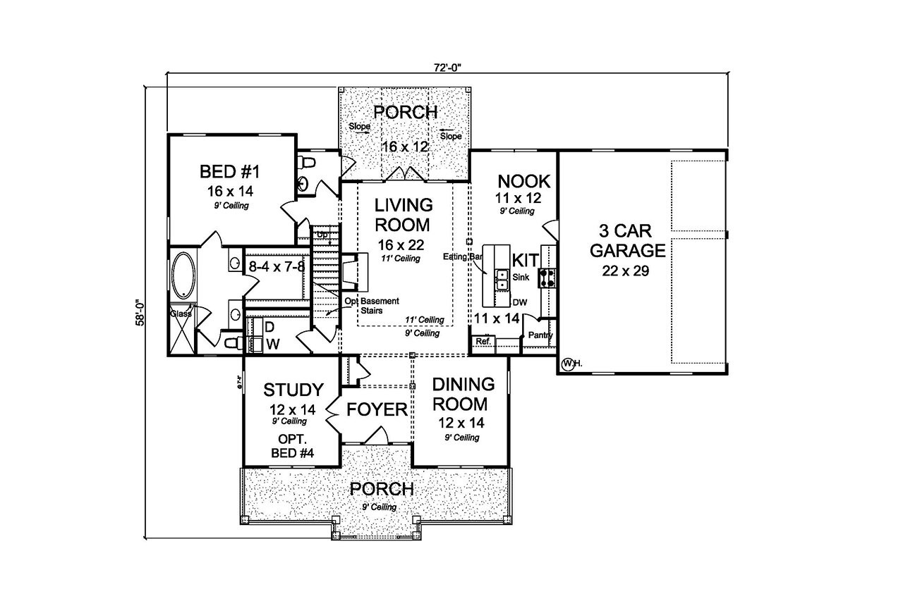 Cottage House Plan - Easton 11037 - 1st Floor Plan