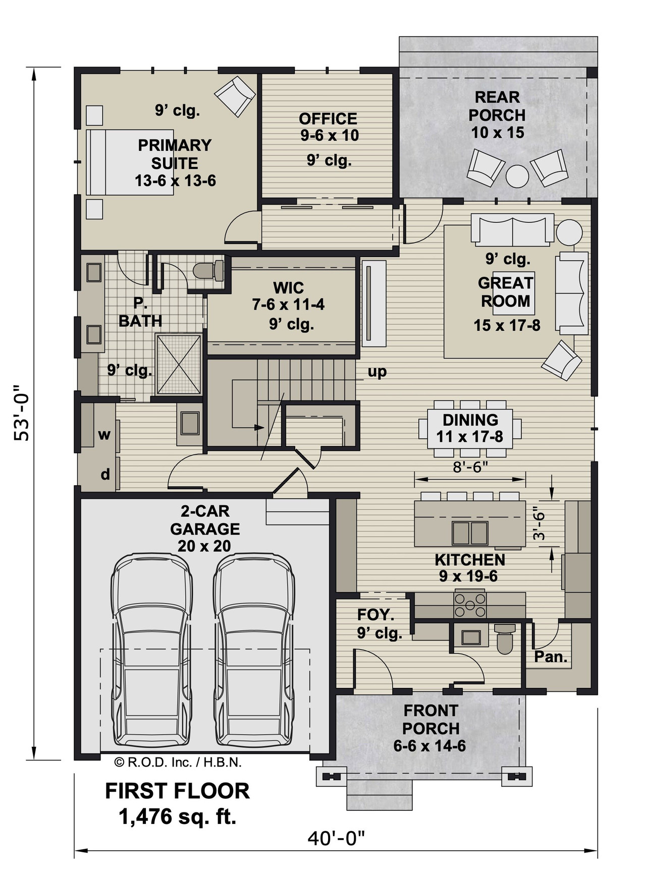 Craftsman House Plan - Roanoke 63011 - 1st Floor Plan