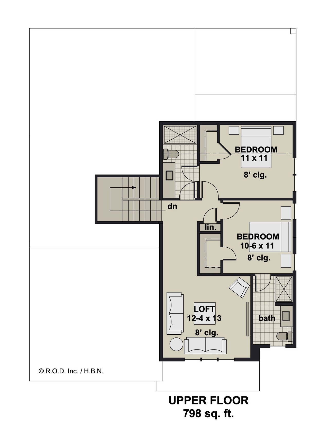 Secondary Image - Craftsman House Plan - Roanoke 63011 - 2nd Floor Plan