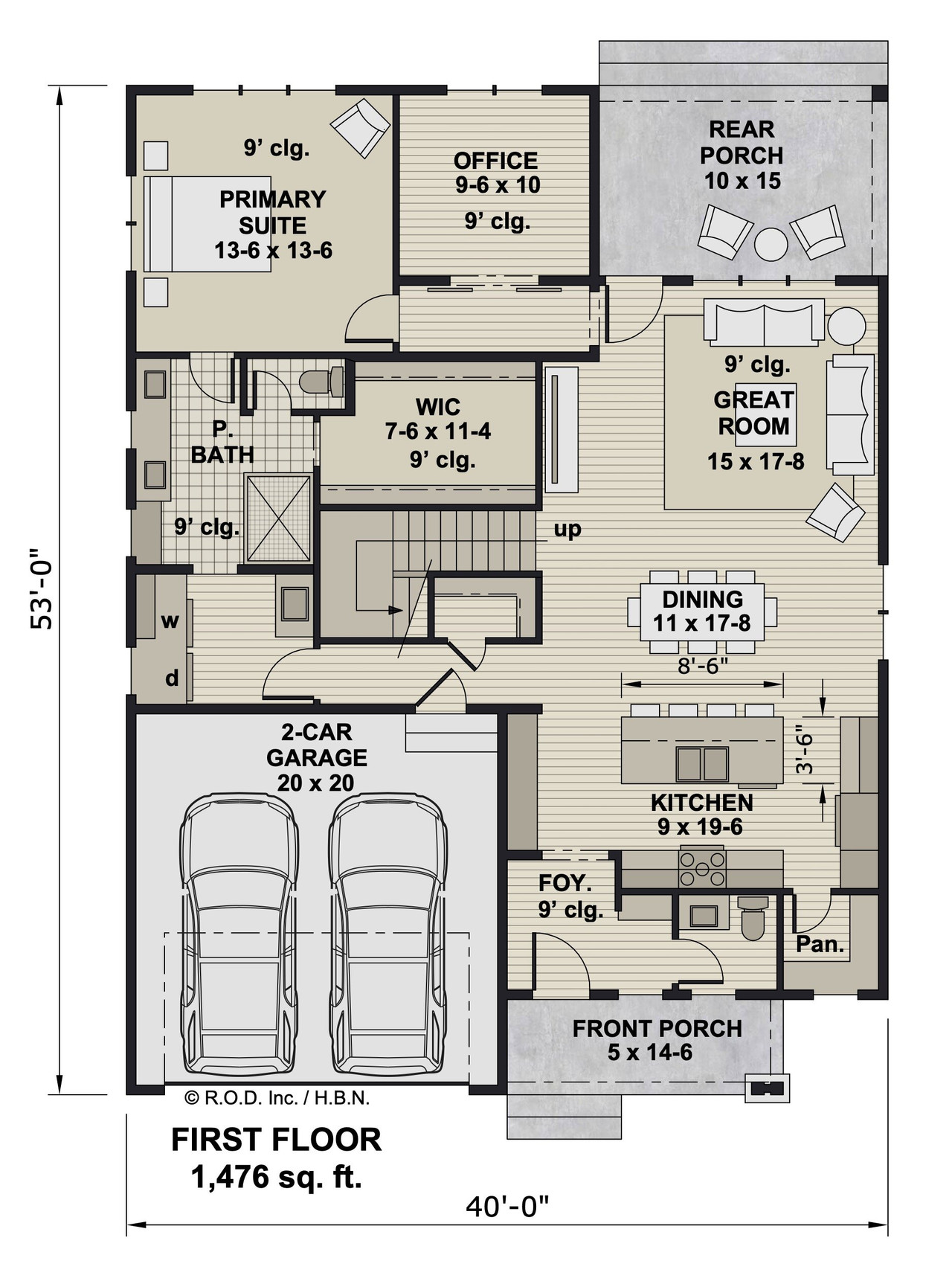 Craftsman House Plan - Grayson 36042 - 1st Floor Plan