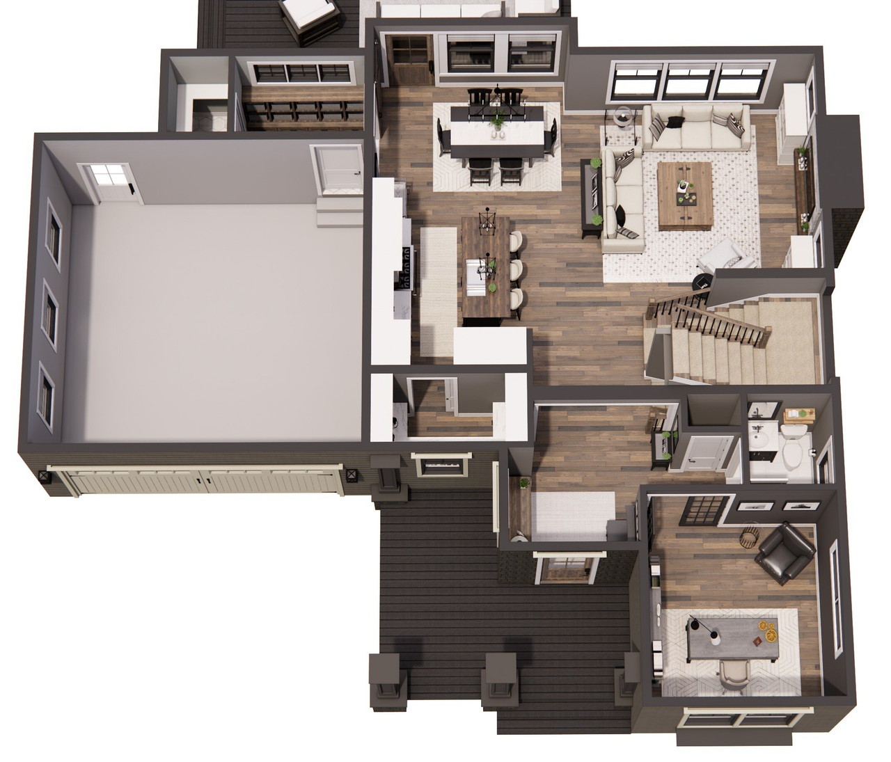Craftsman House Plan - Pineview 85840 - 1st Floor Plan Dollhouse - 