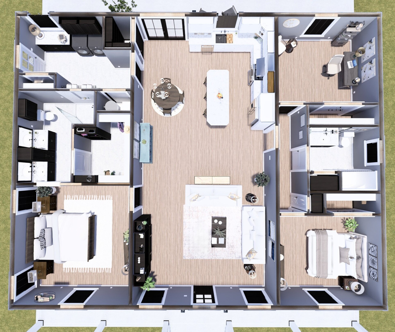 Farmhouse House Plan - 55600 - 1st Floor Plan Dollhouse - 