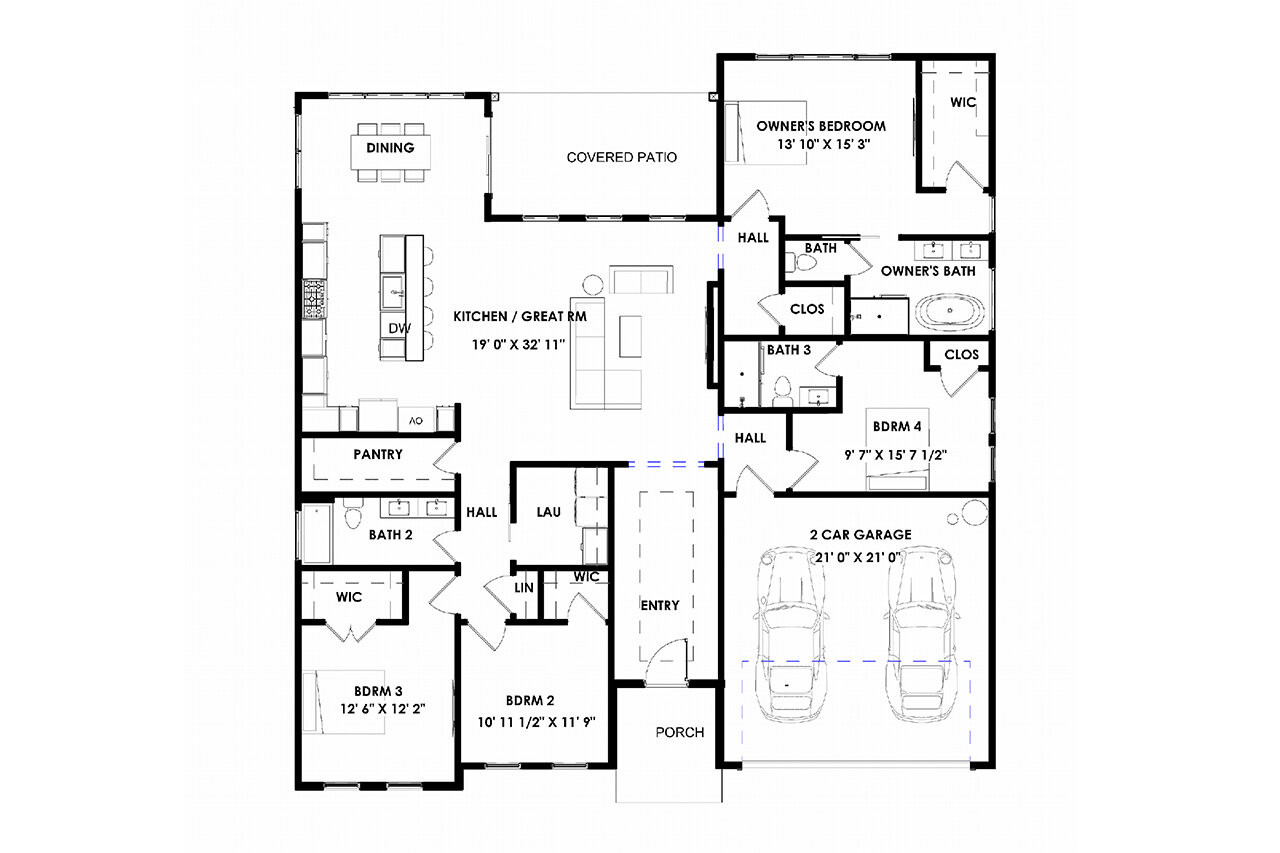Ranch House Plan - 55798 - 1st Floor Plan