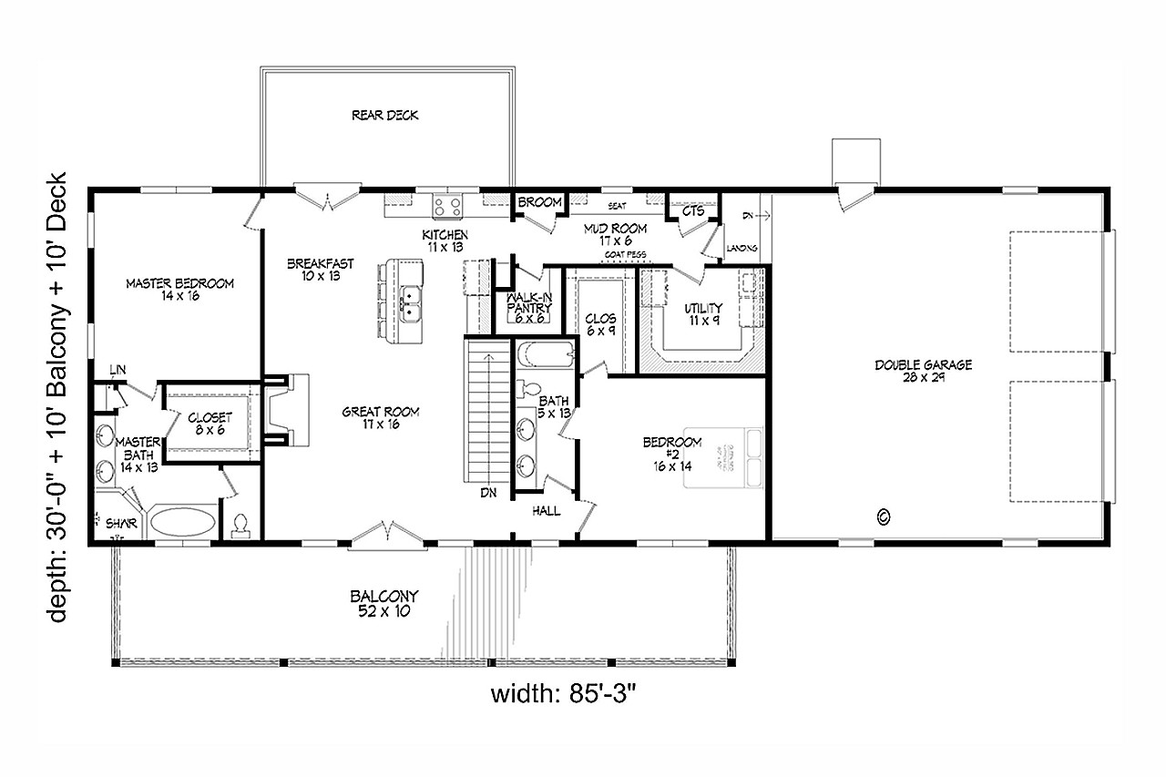 Country House Plan - Arnott Ferry 50994 - 1st Floor Plan