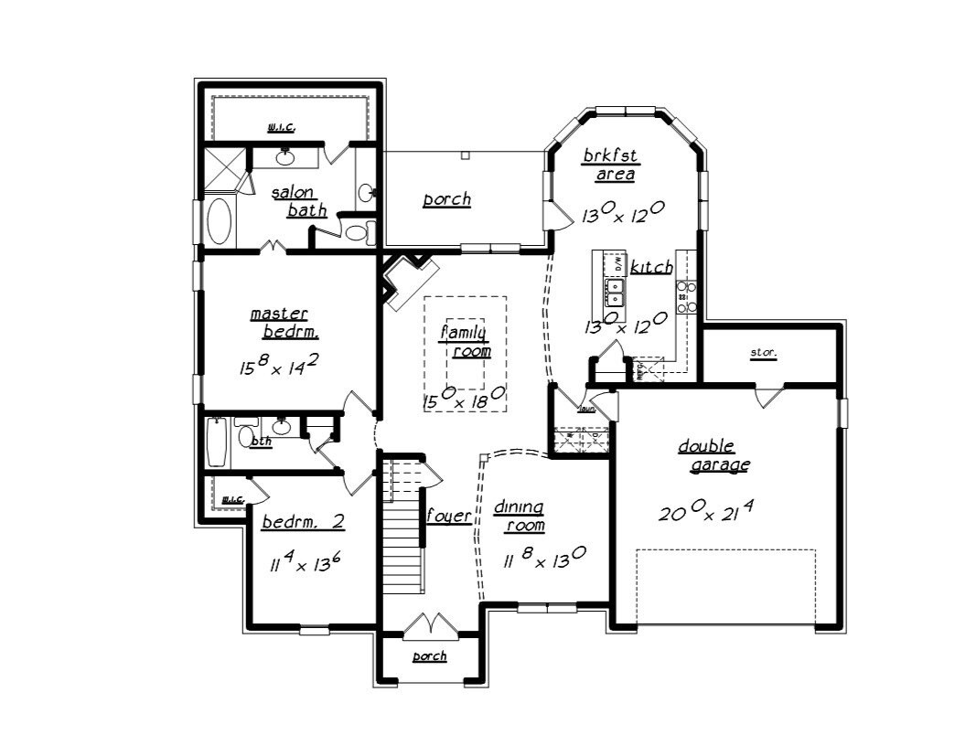 French Country House Plan - 51811 - 1st Floor Plan