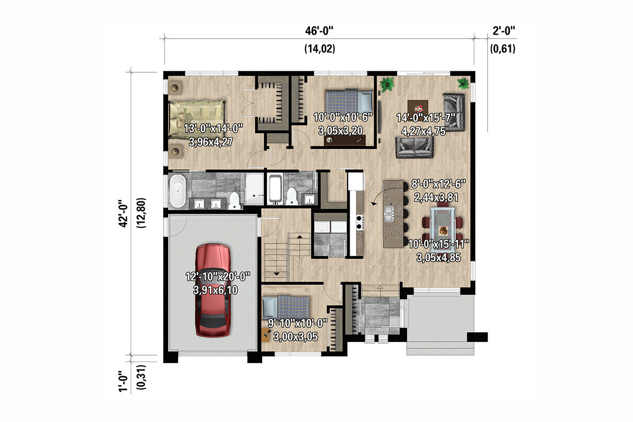 Modern House Plan - 30453 - 1st Floor Plan