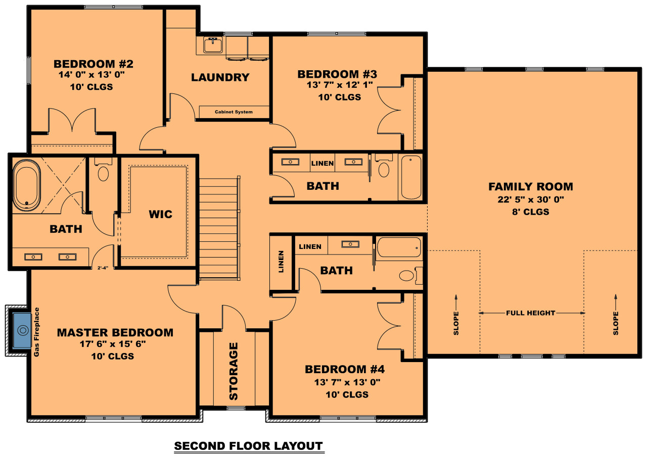 Colonial House Plan - The Twin Brothers 33216 - 2nd Floor Plan