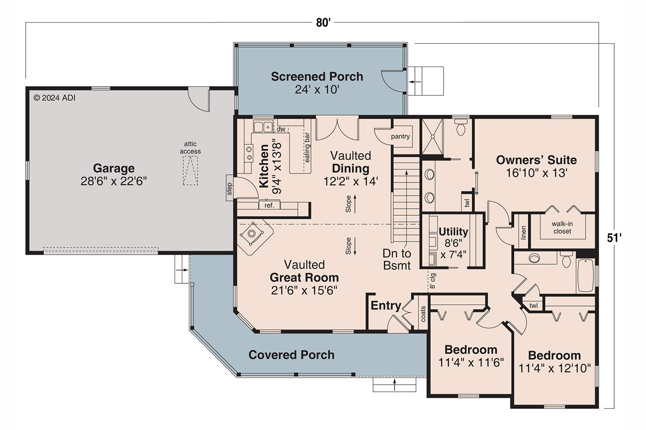 Country House Plan - Daphne 65368 - 1st Floor Plan