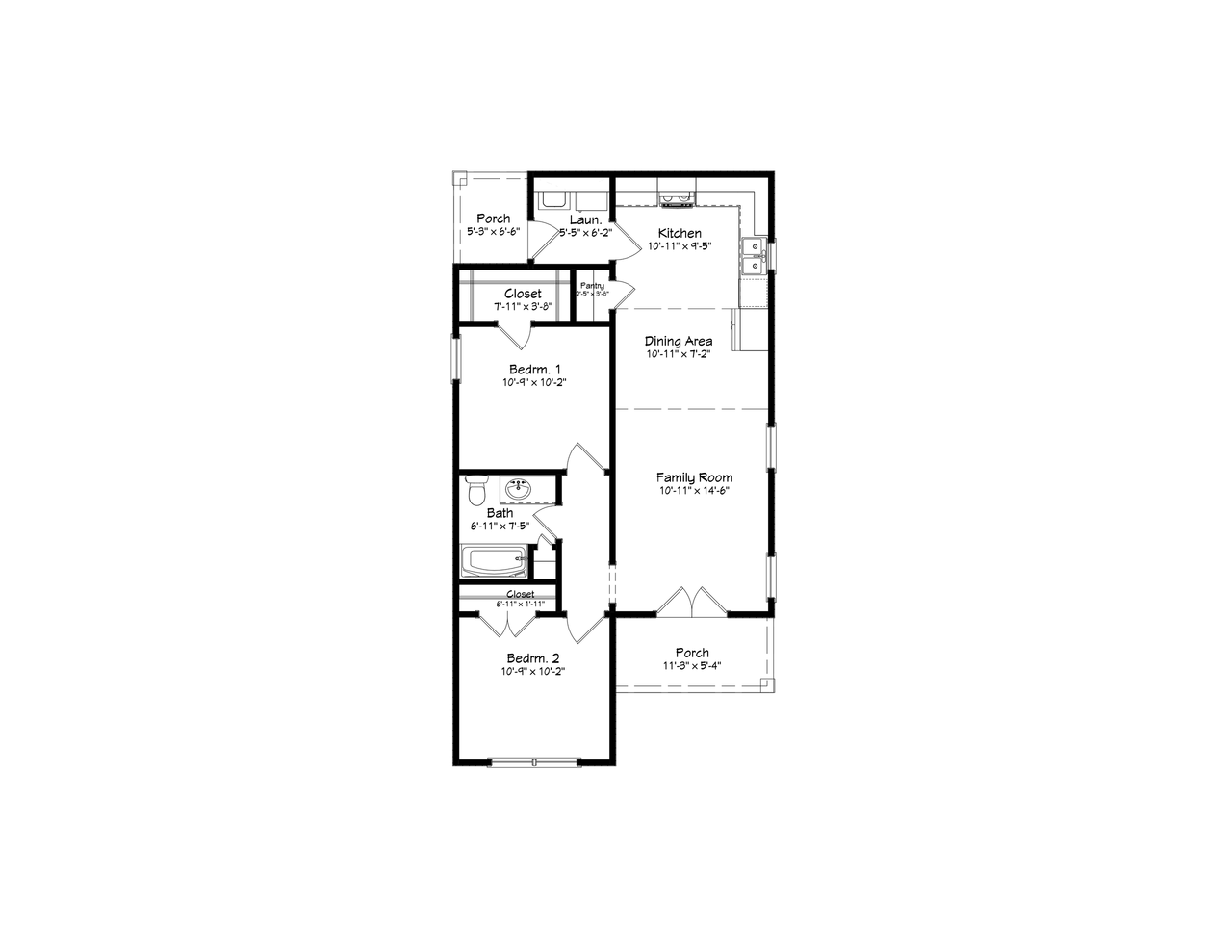 Cottage House Plan - 19363 - 1st Floor Plan