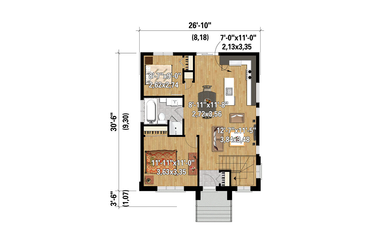 Modern House Plan - 19822 - 1st Floor Plan