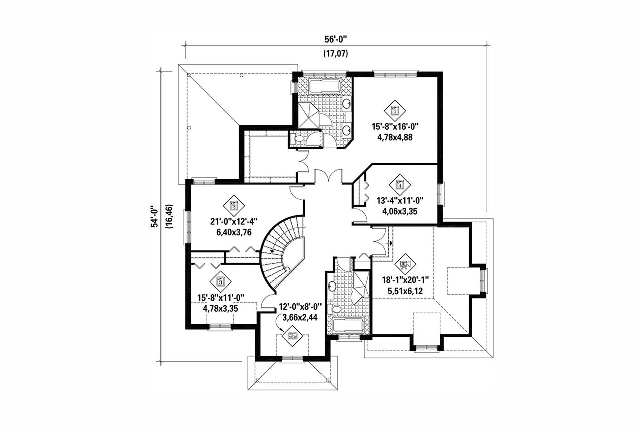 Secondary Image - European House Plan - 76821 - 2nd Floor Plan