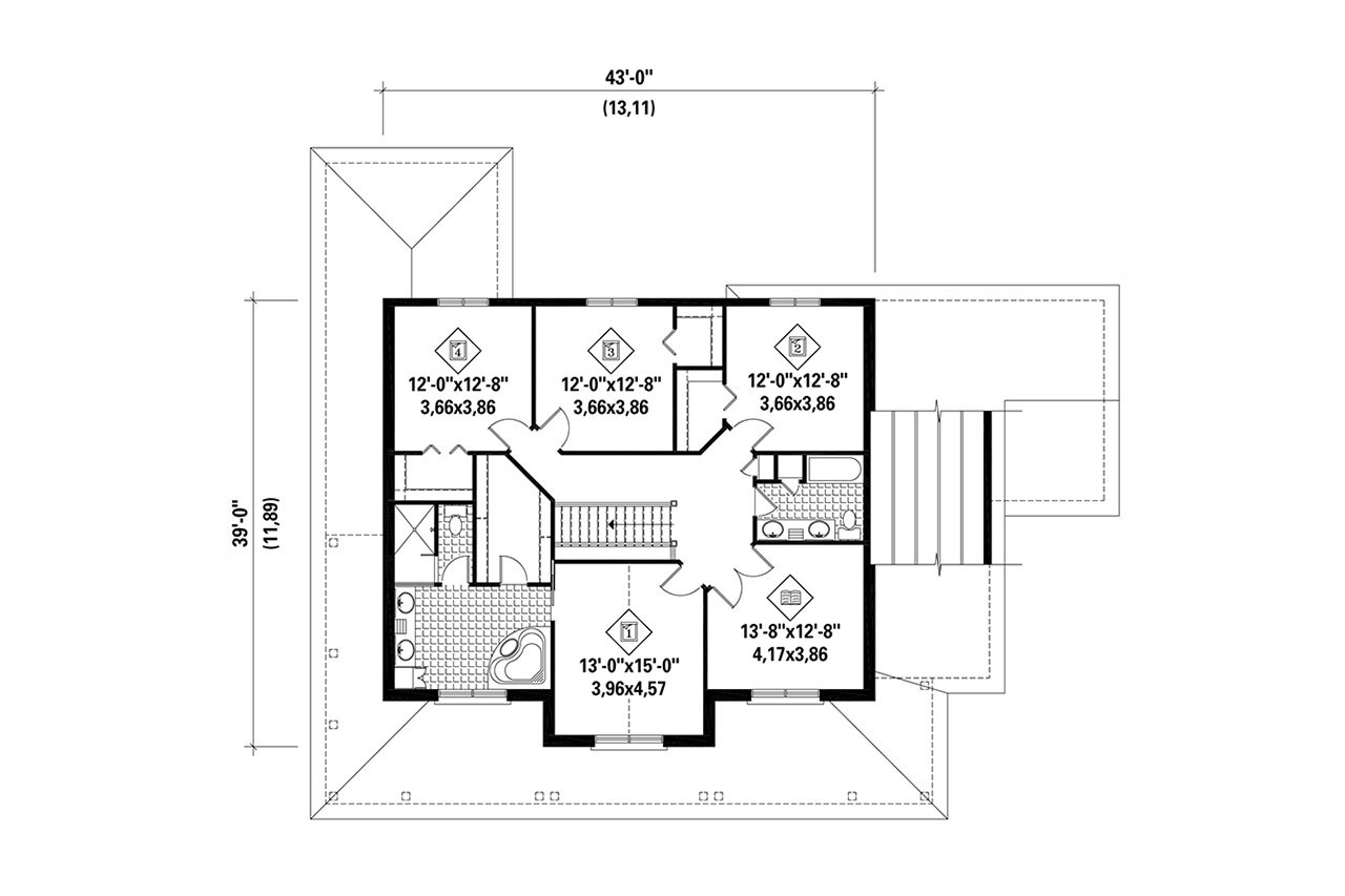 Secondary Image - European House Plan - 58826 - 2nd Floor Plan