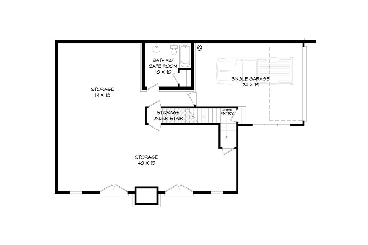 Craftsman House Plan - Riverfront View 47269 - Basement Floor Plan