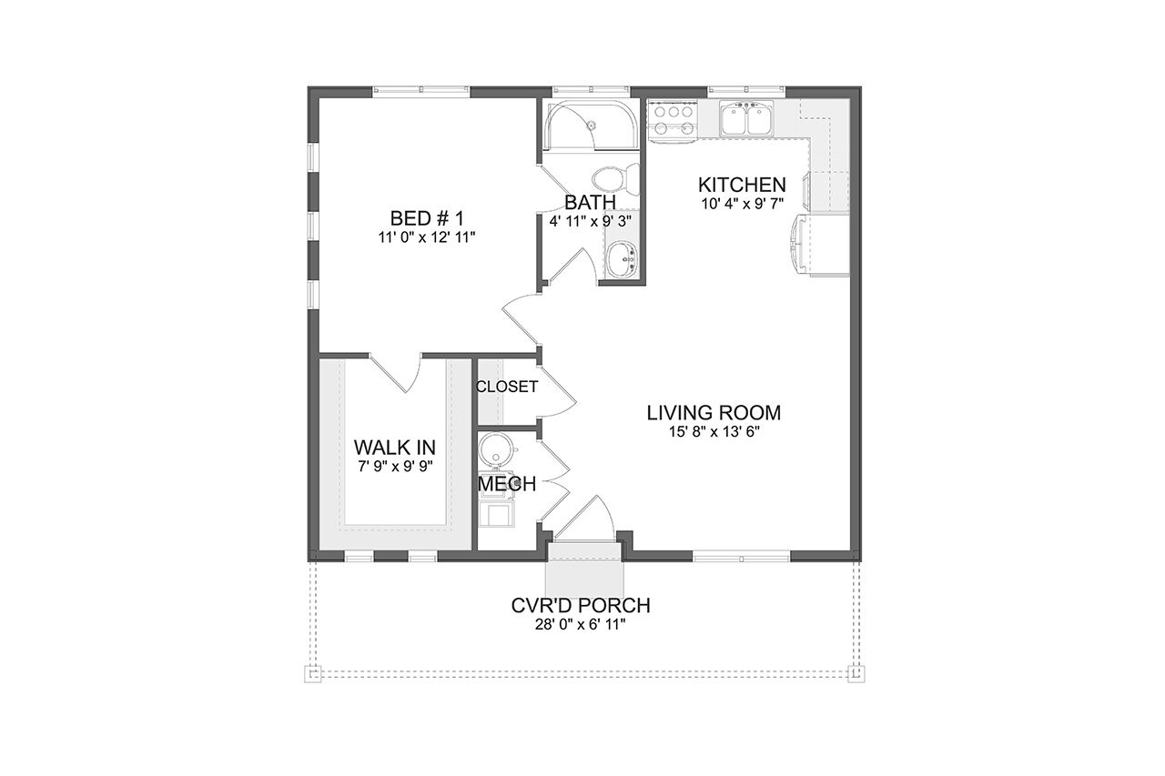 Farmhouse House Plan - Ensign ADU 37186 - 1st Floor Plan