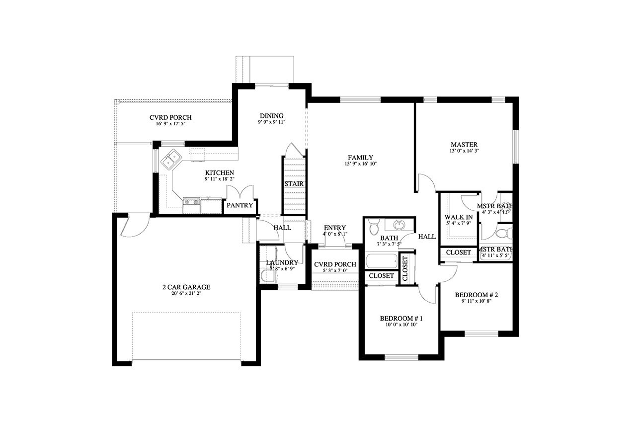 Ranch House Plan - Burton 82784 - 1st Floor Plan