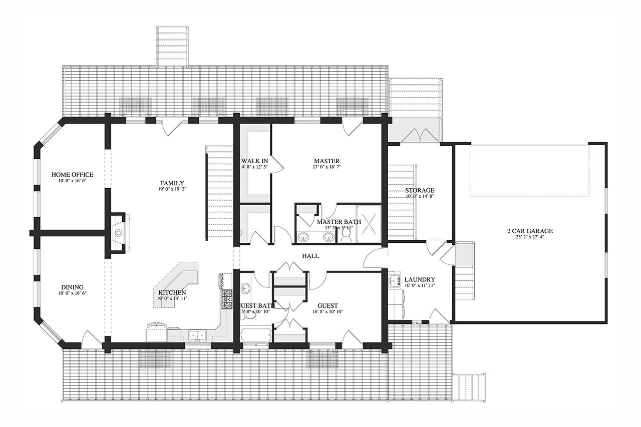 Mountain Rustic House Plan - Lebaron 52647 - 1st Floor Plan