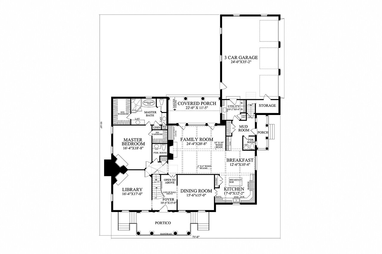 Classic House Plan - Brewton House 76776 - 1st Floor Plan