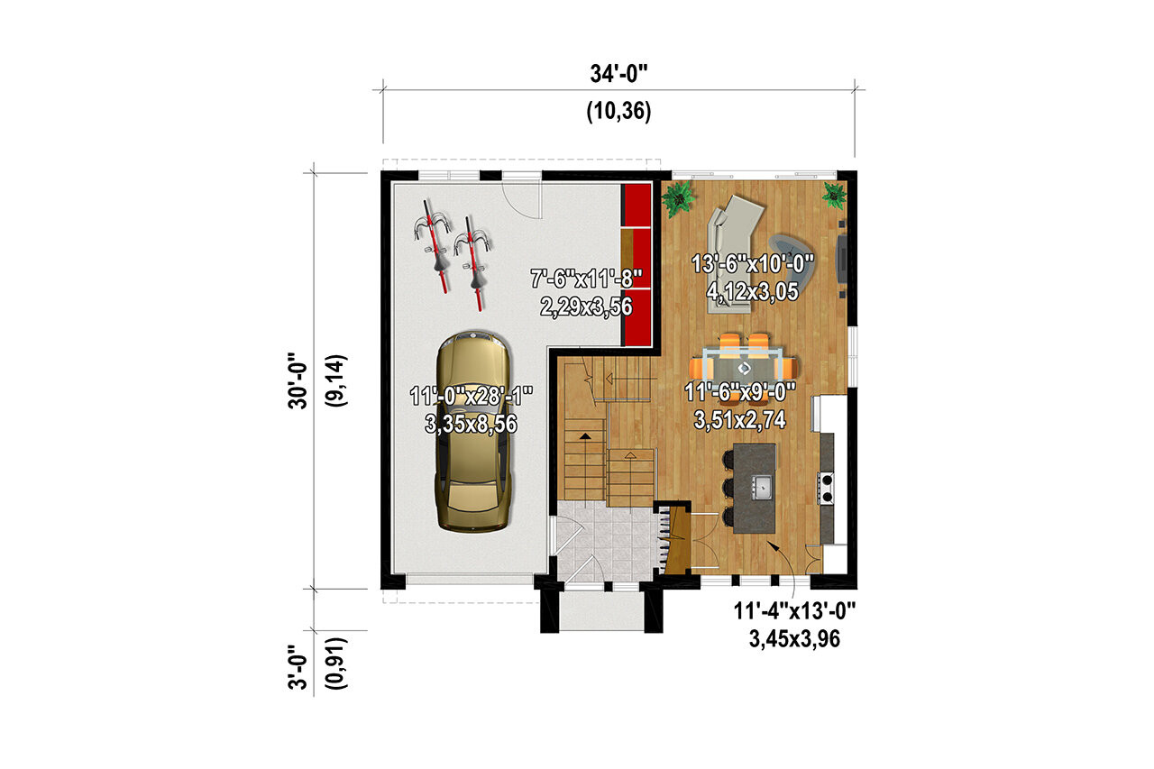 European House Plan - 90164 - 1st Floor Plan