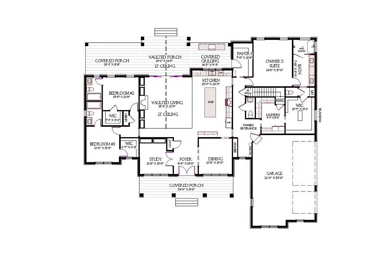 Craftsman House Plan - 70473 - 1st Floor Plan
