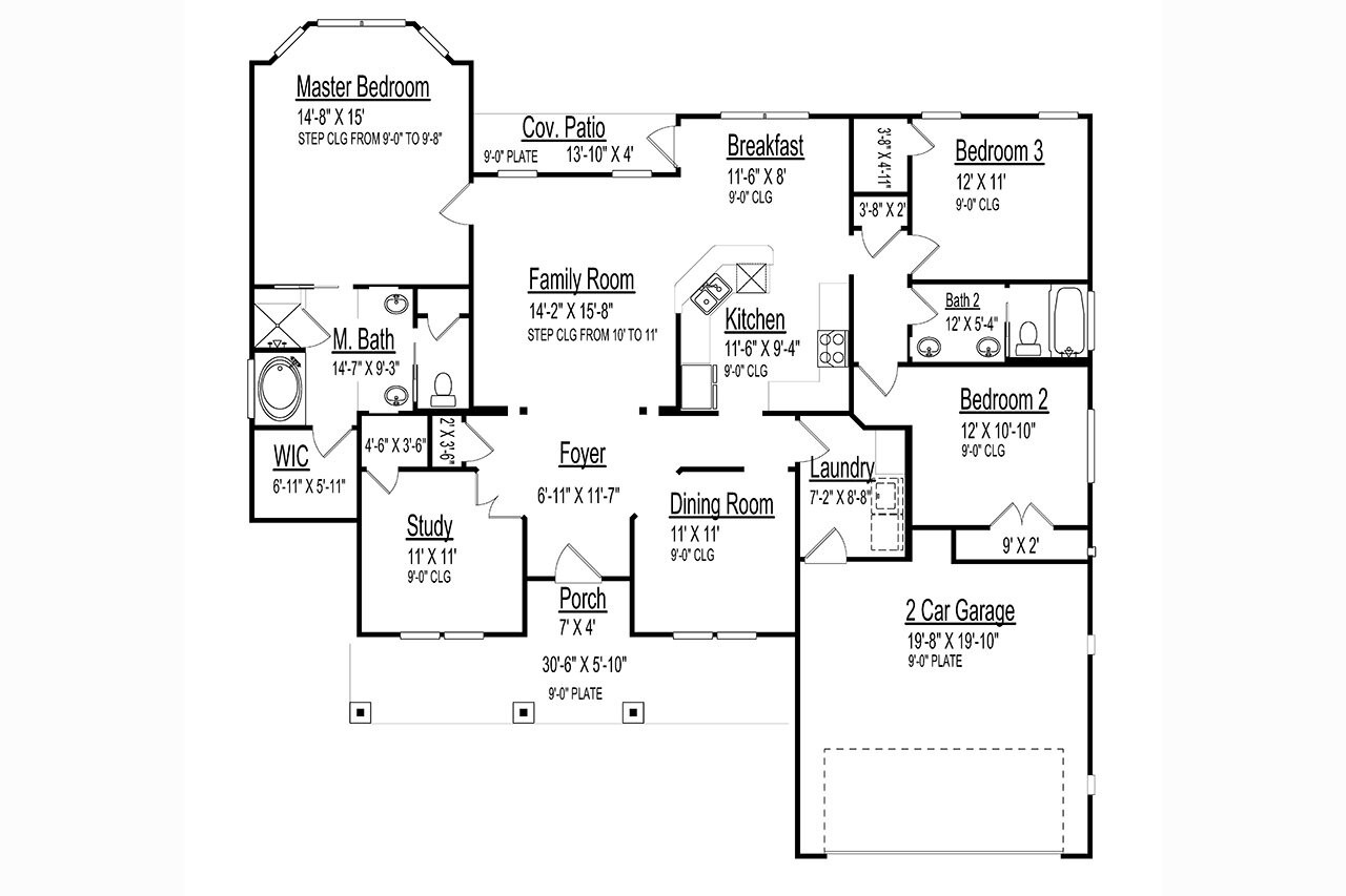 Ranch House Plan - 49707 - 1st Floor Plan