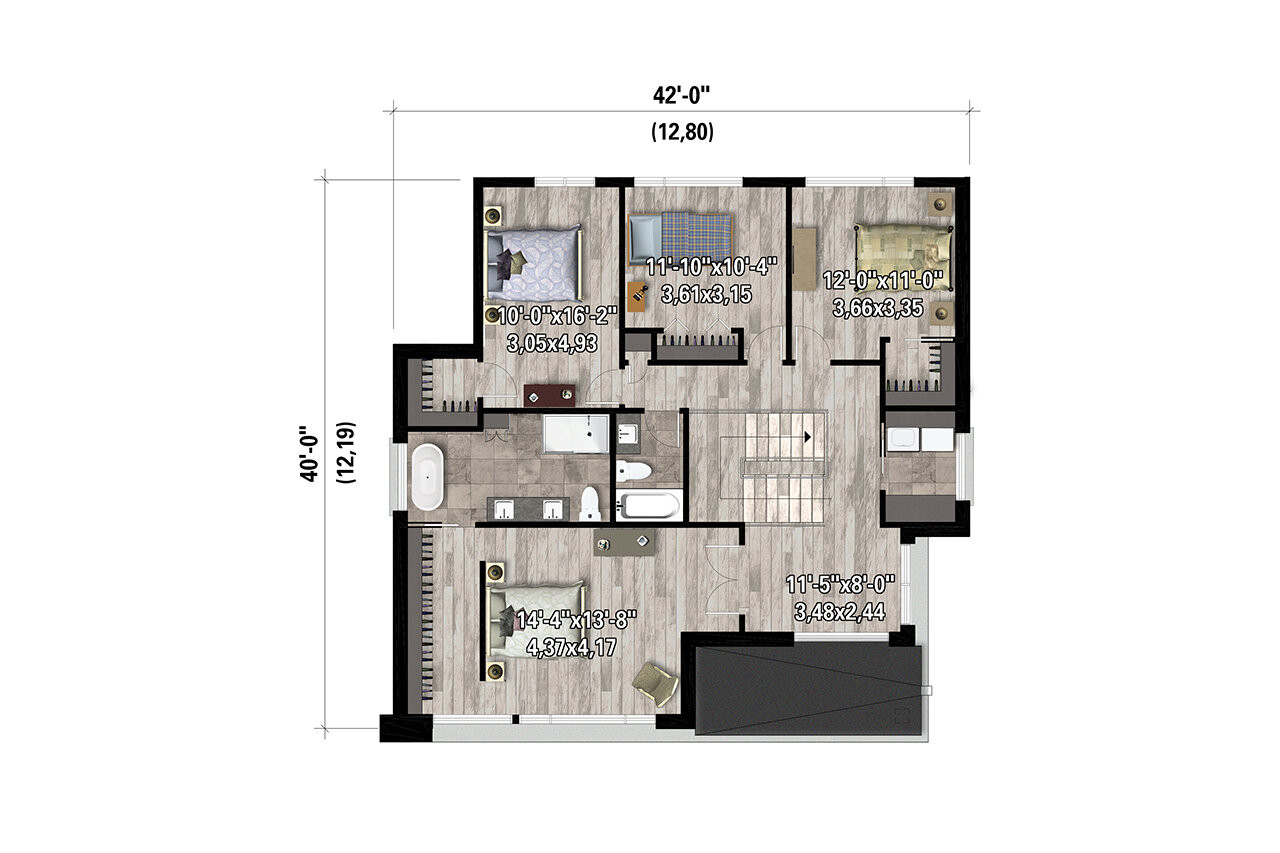 Secondary Image - Modern House Plan - 22462 - 2nd Floor Plan
