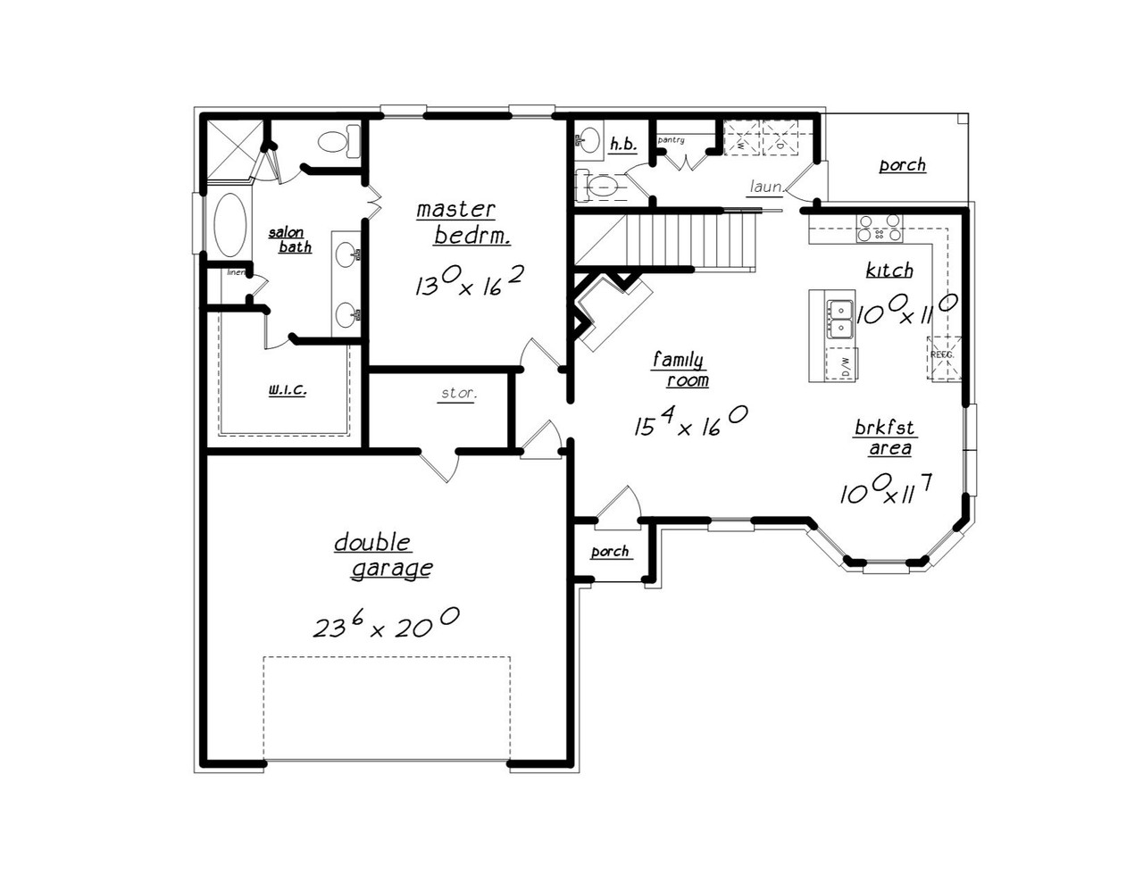 Traditional House Plan - 52568 - 1st Floor Plan