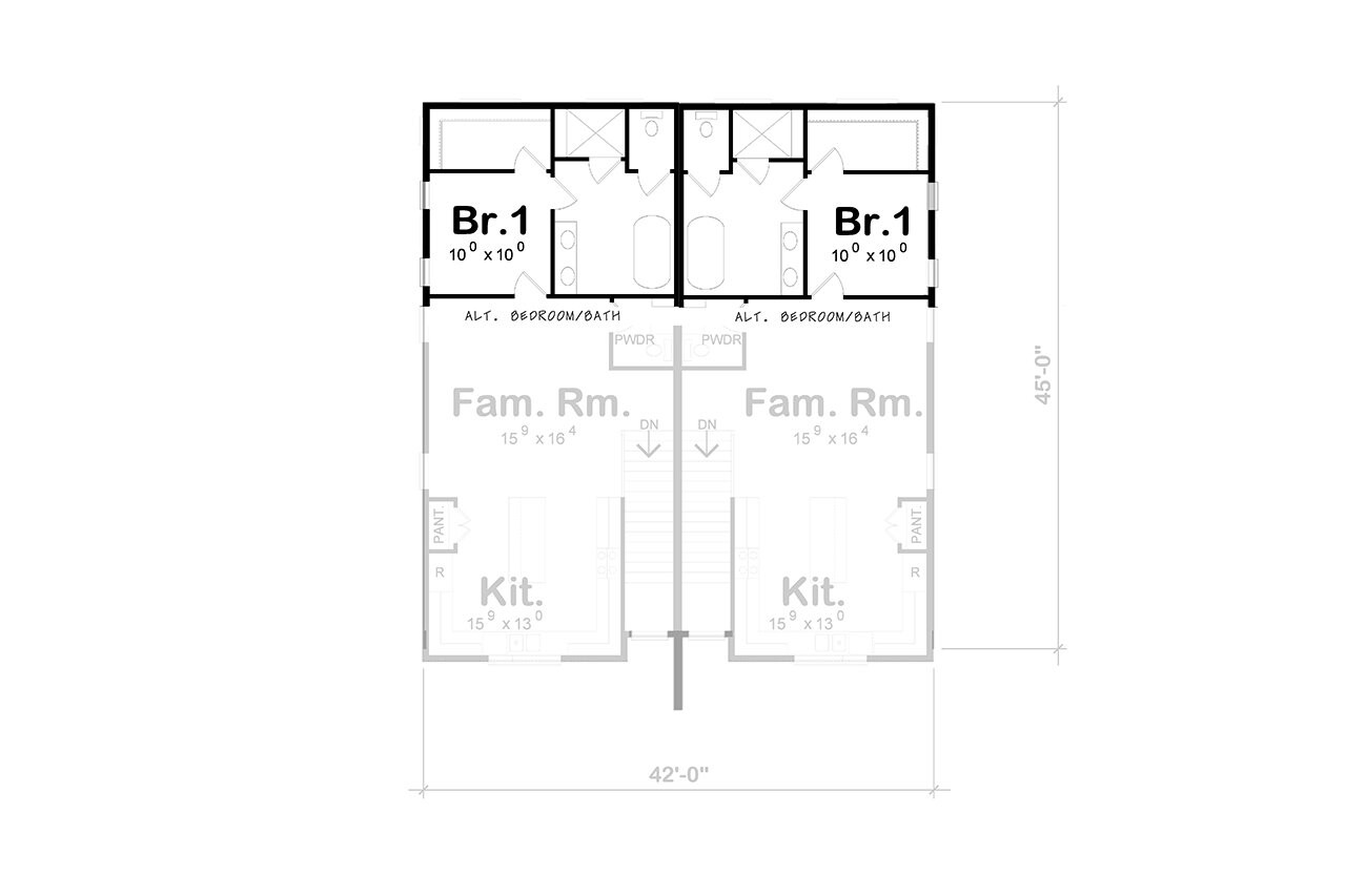 Modern Style Duplex Plan 50780 Second Floor Bedroom Option - Optional Floor Plan