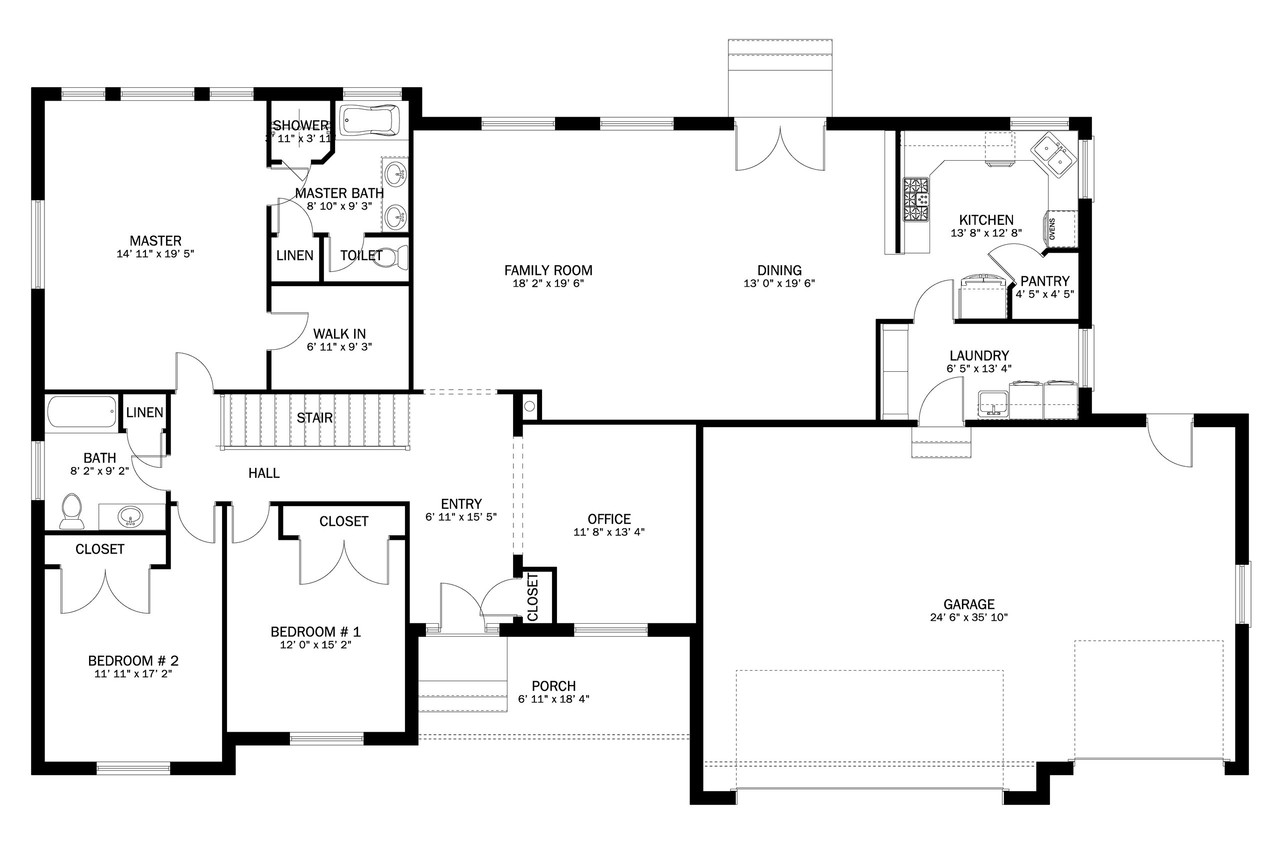 Colonial House Plan - Whitney 59630 - 1st Floor Plan