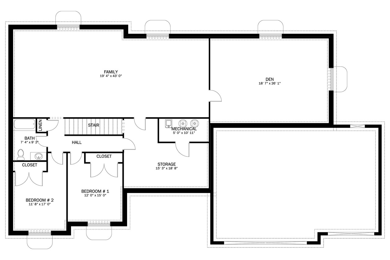 Colonial House Plan - Whitney 59630 - Basement Floor Plan