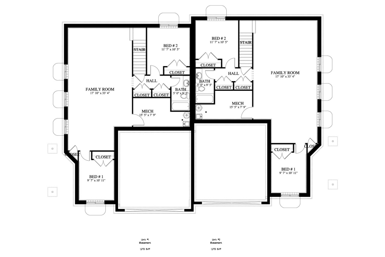 Craftsman House Plan - Auburn Duplex 93823 - Basement Floor Plan