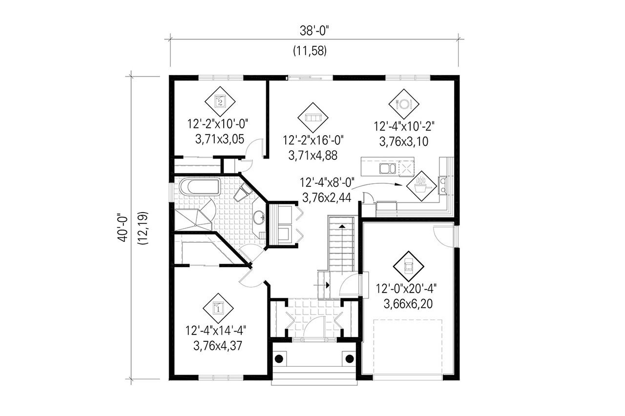 Country House Plan - 51046 - 1st Floor Plan