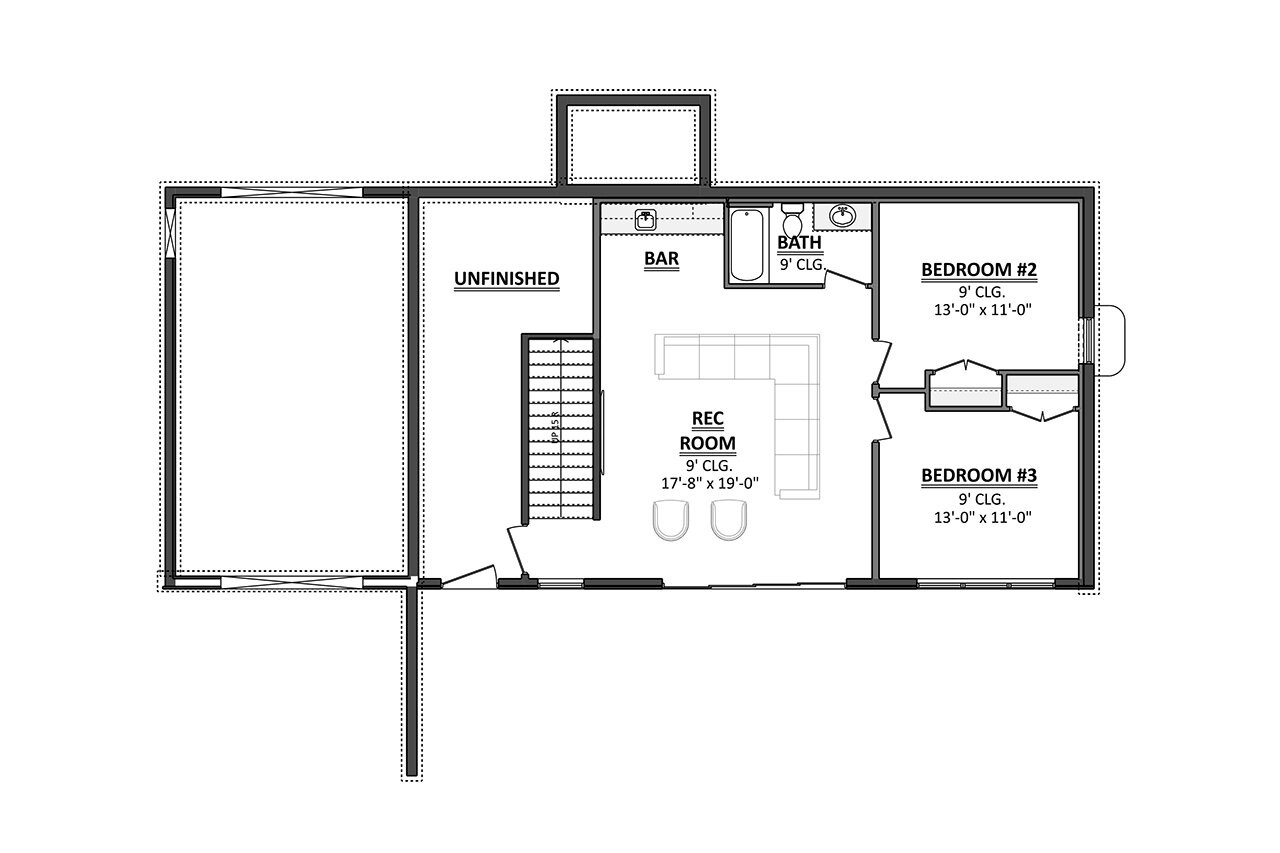 Modern House Plan - 12999 - Basement Floor Plan