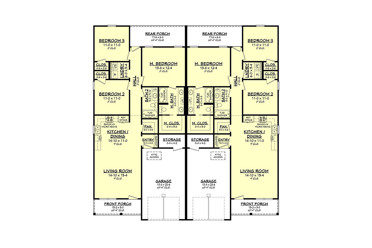 Traditional House Plan - Preston Hollow Duplex 70163 - 1st Floor Plan