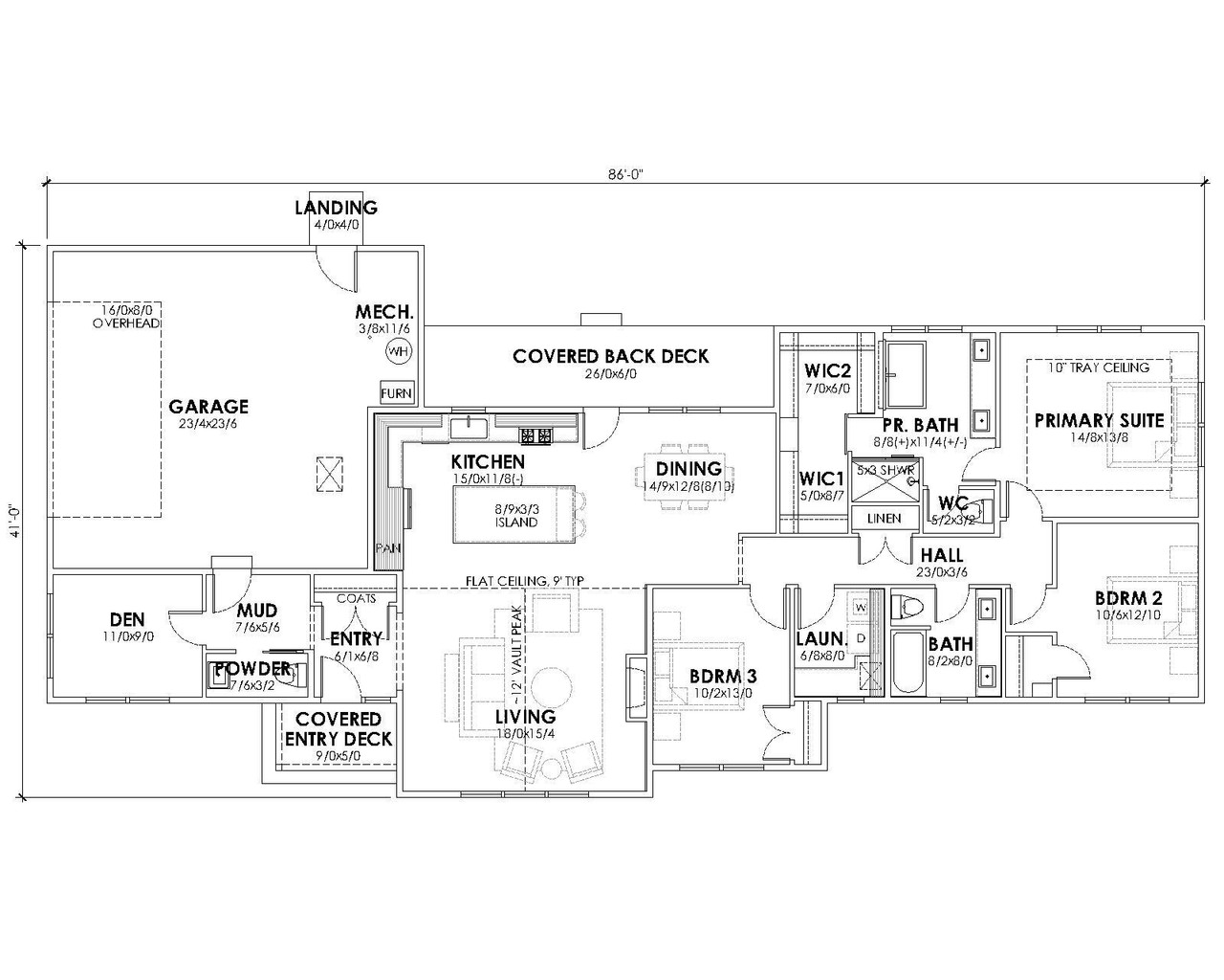 Ranch House Plan - McClellan 73763 - 1st Floor Plan