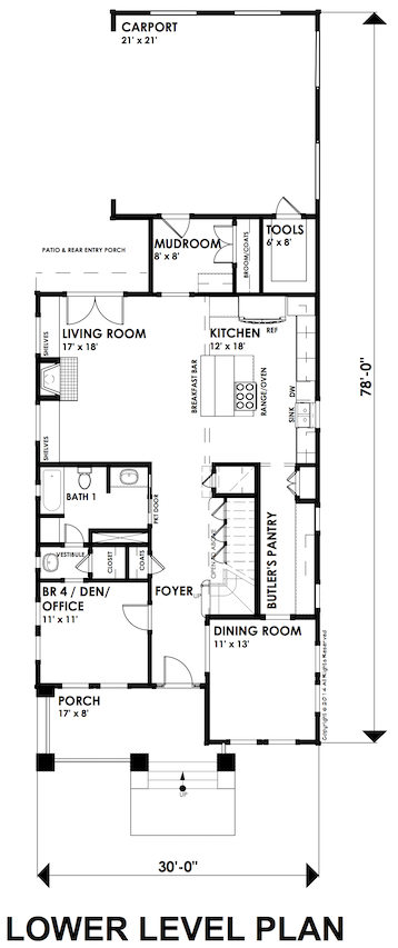 Craftsman House Plan - Edgewood Avenue 95679 - 1st Floor Plan