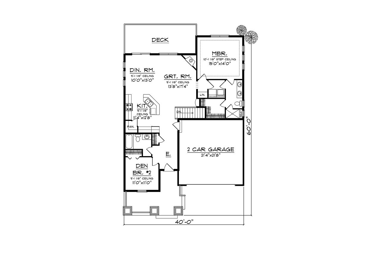 Craftsman House Plan - 37649 - 1st Floor Plan