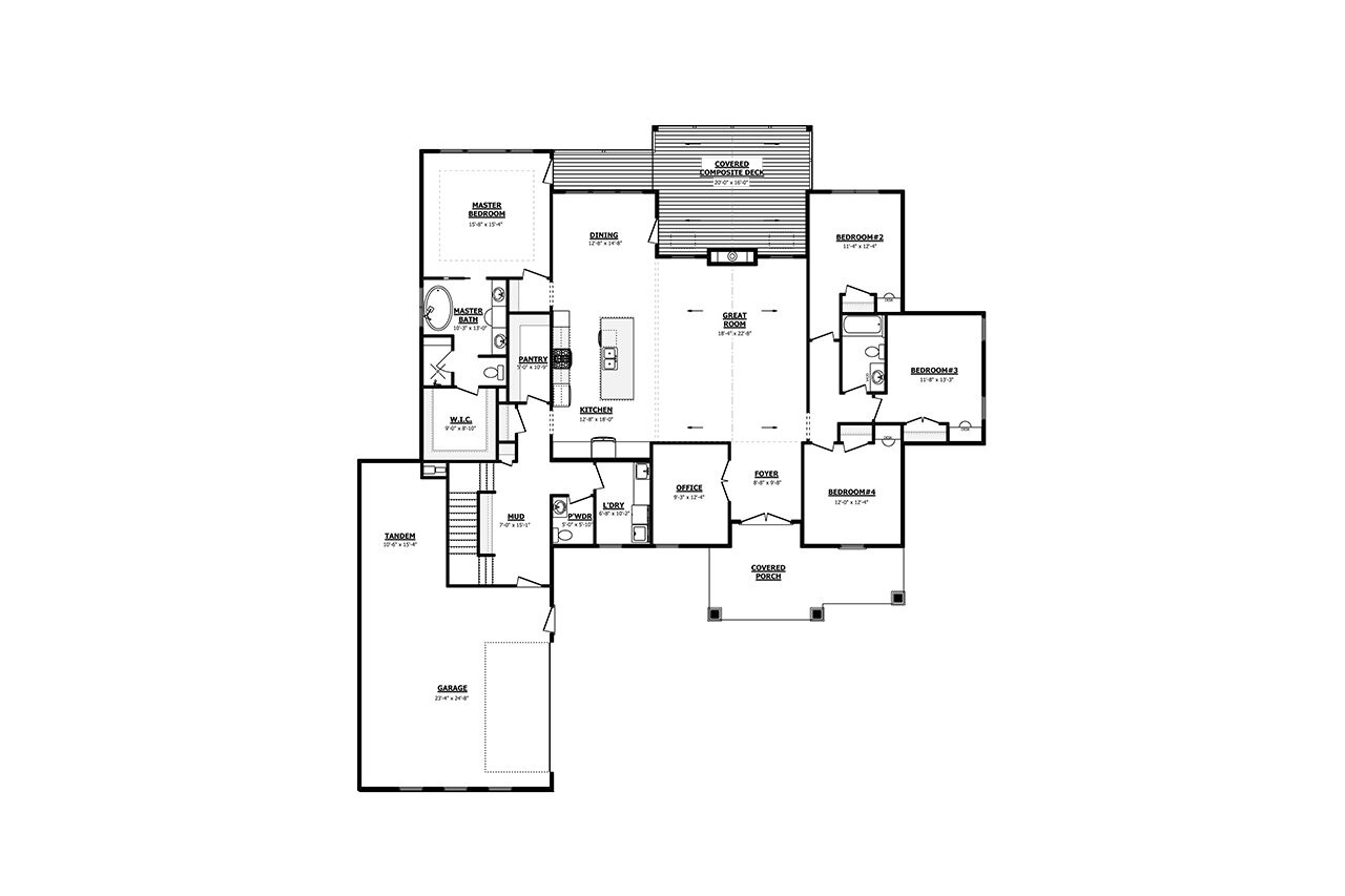 Craftsman House Plan - 57000 - 1st Floor Plan