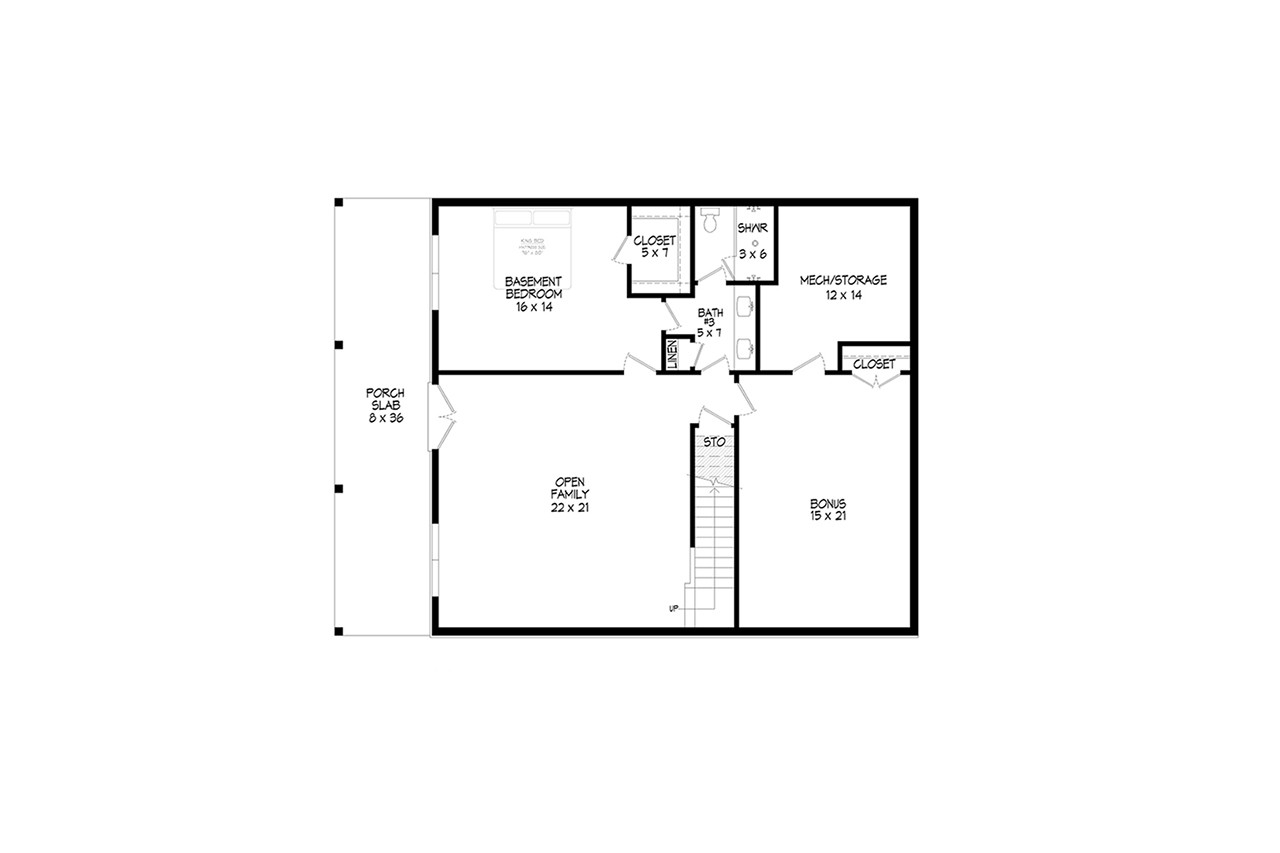Craftsman House Plan - Pine Haven Creek 4 87703 - Basement Floor Plan