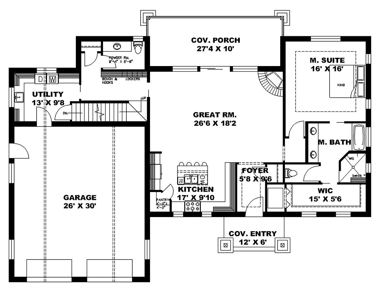 Craftsman House Plan - 40284 - 1st Floor Plan