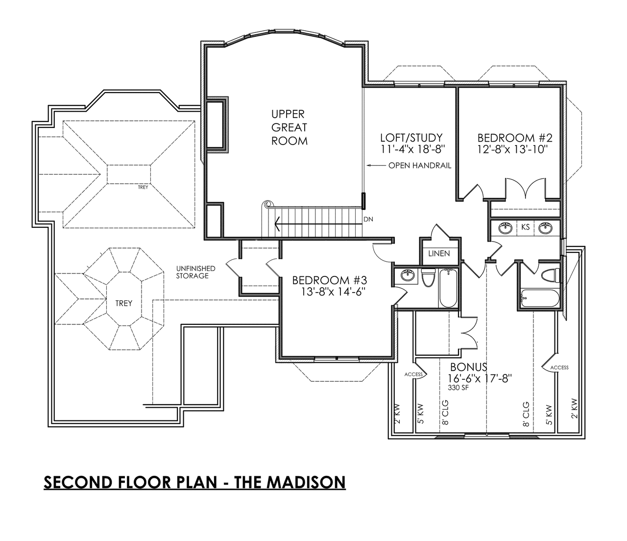 Secondary Image - Traditional House Plan - Madison 55517 - 2nd Floor Plan