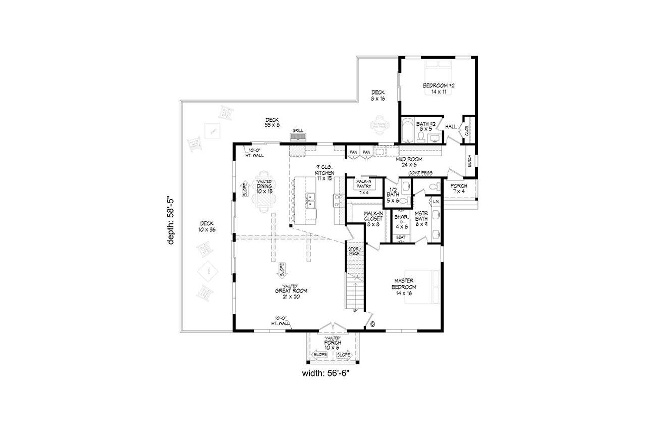 Craftsman House Plan - Pine Haven Bay 71738 - 1st Floor Plan