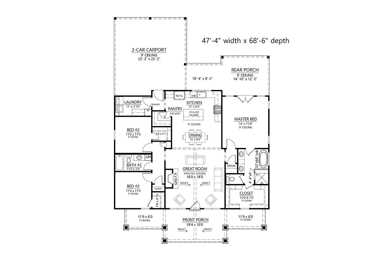 Farmhouse House Plan - Country View 36005 - 1st Floor Plan