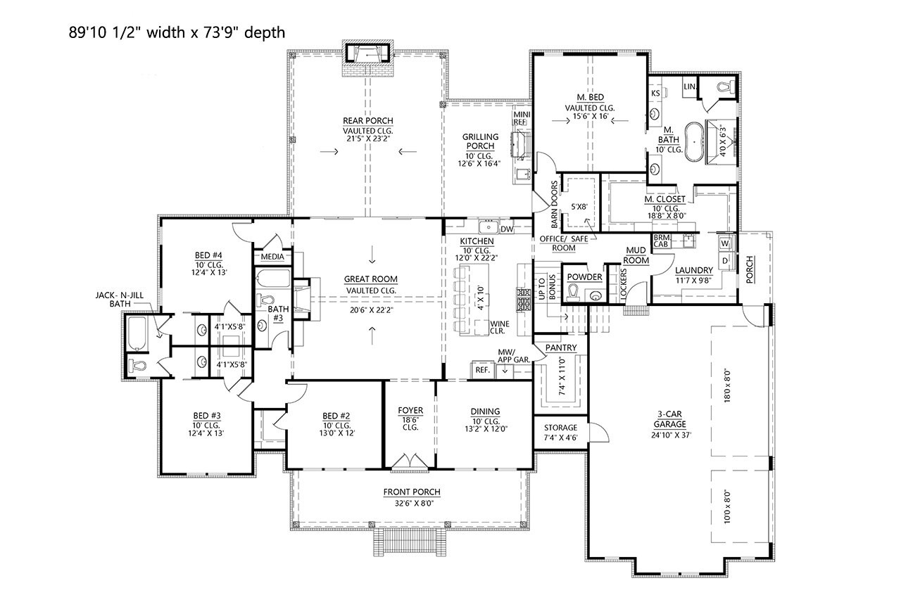 Farmhouse House Plan - Oxford 2 70109 - 1st Floor Plan