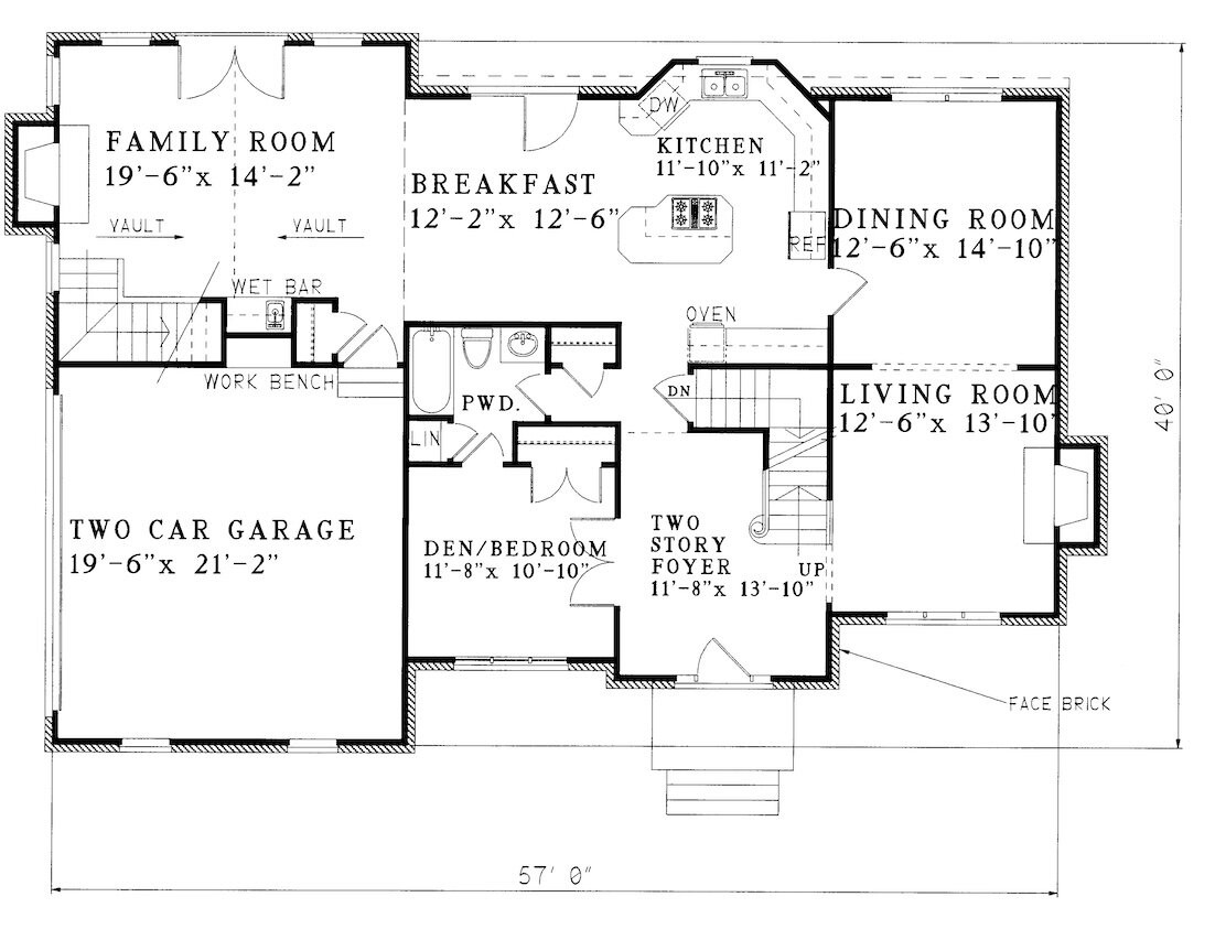 Traditional House Plan - Clifton  50350 - 1st Floor Plan