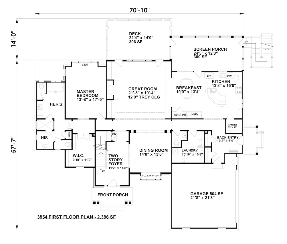 Traditional House Plan - Mountain Lake House 85632 - 1st Floor Plan