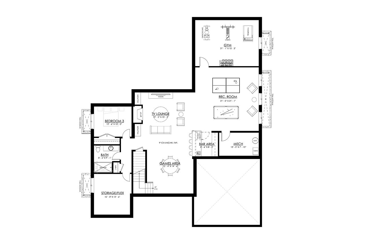 Traditional House Plan - Charleston 31616 - Basement Floor Plan